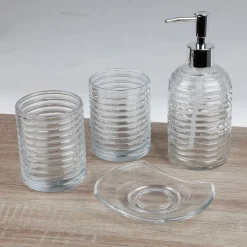 TP Badutensilien^Badezimmer-Set Aus Glas 4-Teilig