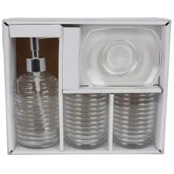 TP Badutensilien^Badezimmer-Set Aus Glas 4-Teilig