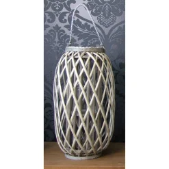 TP Laternen Und Kerzenhalter^Bambuslaterne Mit Glaswindlicht 23X50Cm