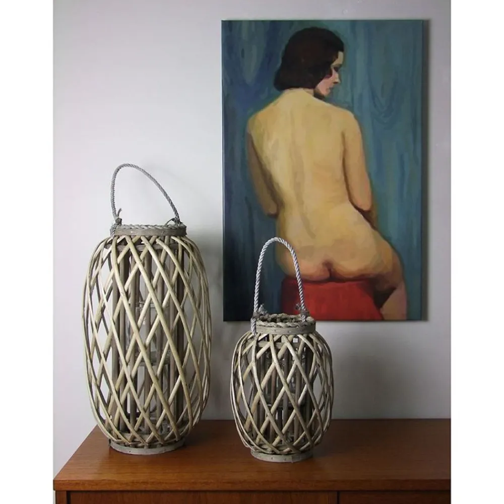 TP Laternen Und Kerzenhalter^Bambuslaterne Mit Glaswindlicht 20X30Cm
