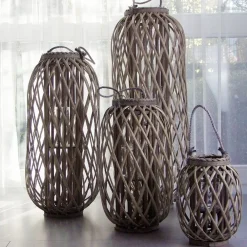TP Laternen Und Kerzenhalter^Bambuslaterne Mit Glaswindlicht 20X30Cm