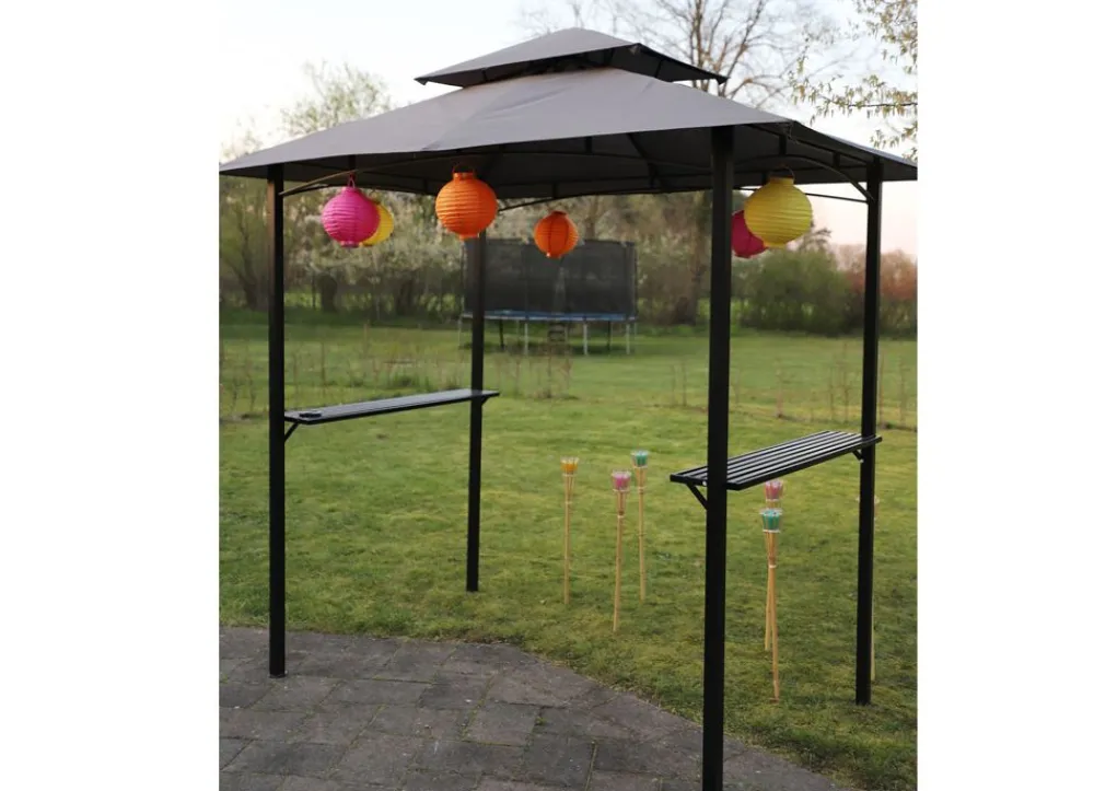 TP Pavillons^Bbq Grill-Pavillon Mit 2 Ablageflachen Anthrazit