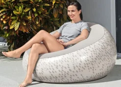 Bestway Gartenstühle^ #75052 Aufblasbarer Sessel Inflate-A-Chair Grau Mit Print