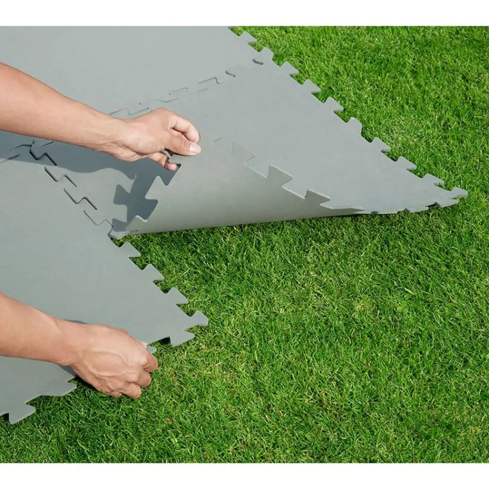 Bestway Poolzubehör^ #58639 Bodenschutzplatten Fur Aufstellpools 50X50Cm 9Er-Set Grau