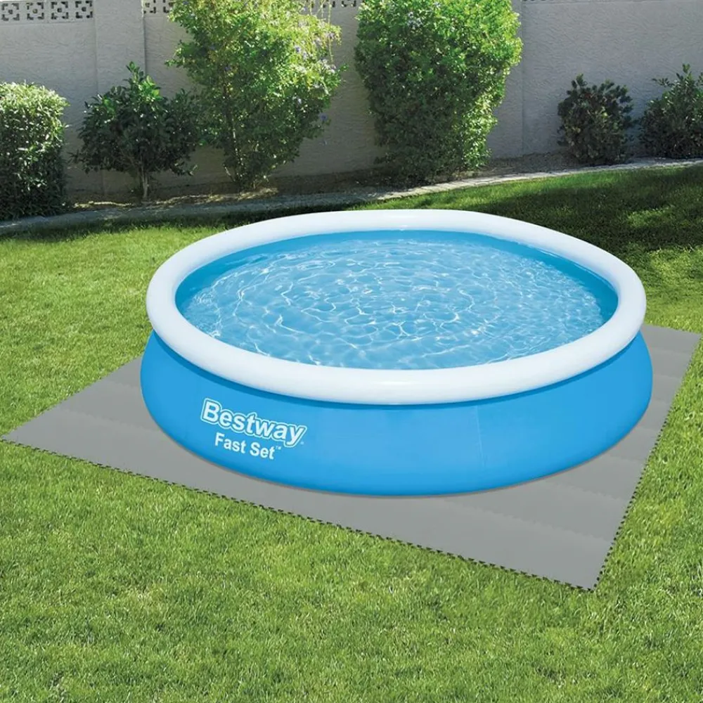 Bestway Poolzubehör^ #58639 Bodenschutzplatten Fur Aufstellpools 50X50Cm 9Er-Set Grau