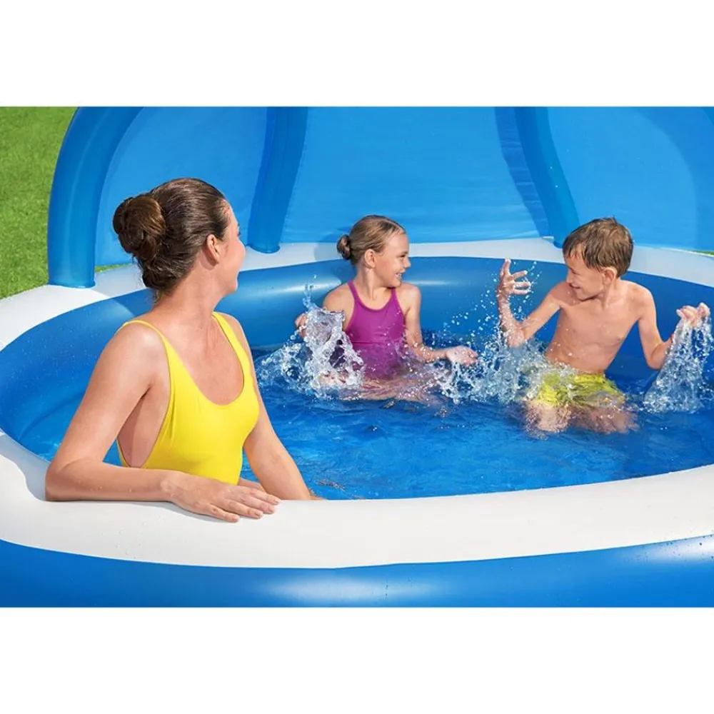 Bestway Planschbecken^ #54337 Family Pool Summer Days Mit Sonnenschutzdach 241X140Cm