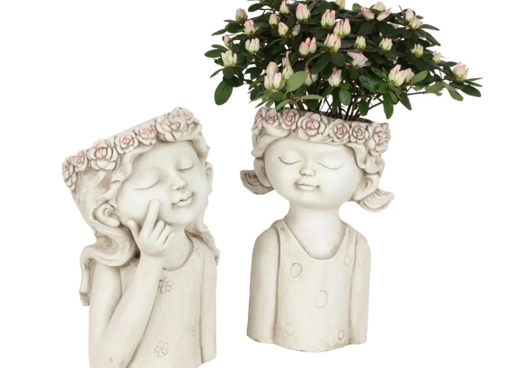 TP Pflanzkübel^Blumentopf Madchen Mit Blumenkranz Design 1