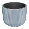 Prosperplast Pflanzkübel^Blumentopf Milly Bauchig Rillendesign Mit Einsatz 39Cm Steingrau