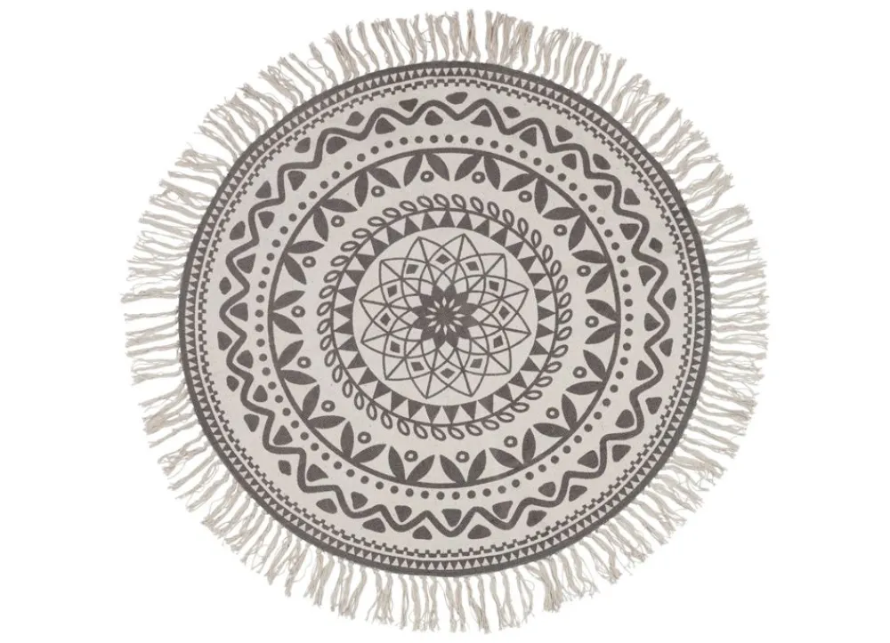 Home Collection Textilien, Decken Und Kissen^Boho-Teppich Mit Fransen 90Cm Natur/Grau
