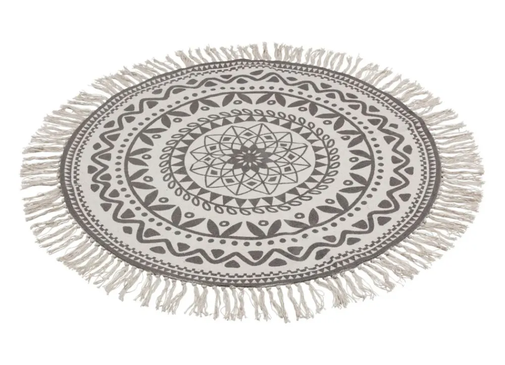 Home Collection Textilien, Decken Und Kissen^Boho-Teppich Mit Fransen 90Cm Natur/Grau
