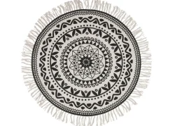 Home Collection Textilien, Decken Und Kissen^Boho-Teppich Mit Fransen 90Cm Natur/Schwarz