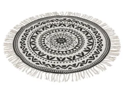 Home Collection Textilien, Decken Und Kissen^Boho-Teppich Mit Fransen 90Cm Natur/Schwarz