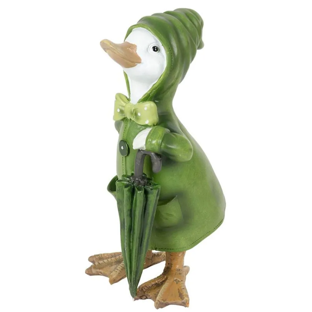 TP Gartenfiguren^Deko-Ente Mit Regencape & Schirm
