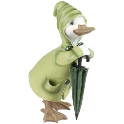 TP Gartenfiguren^Deko-Ente Mit Regencape & Schirm