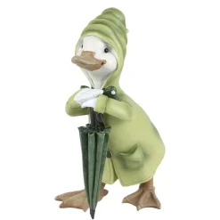 TP Gartenfiguren^Deko-Ente Mit Regencape & Schirm