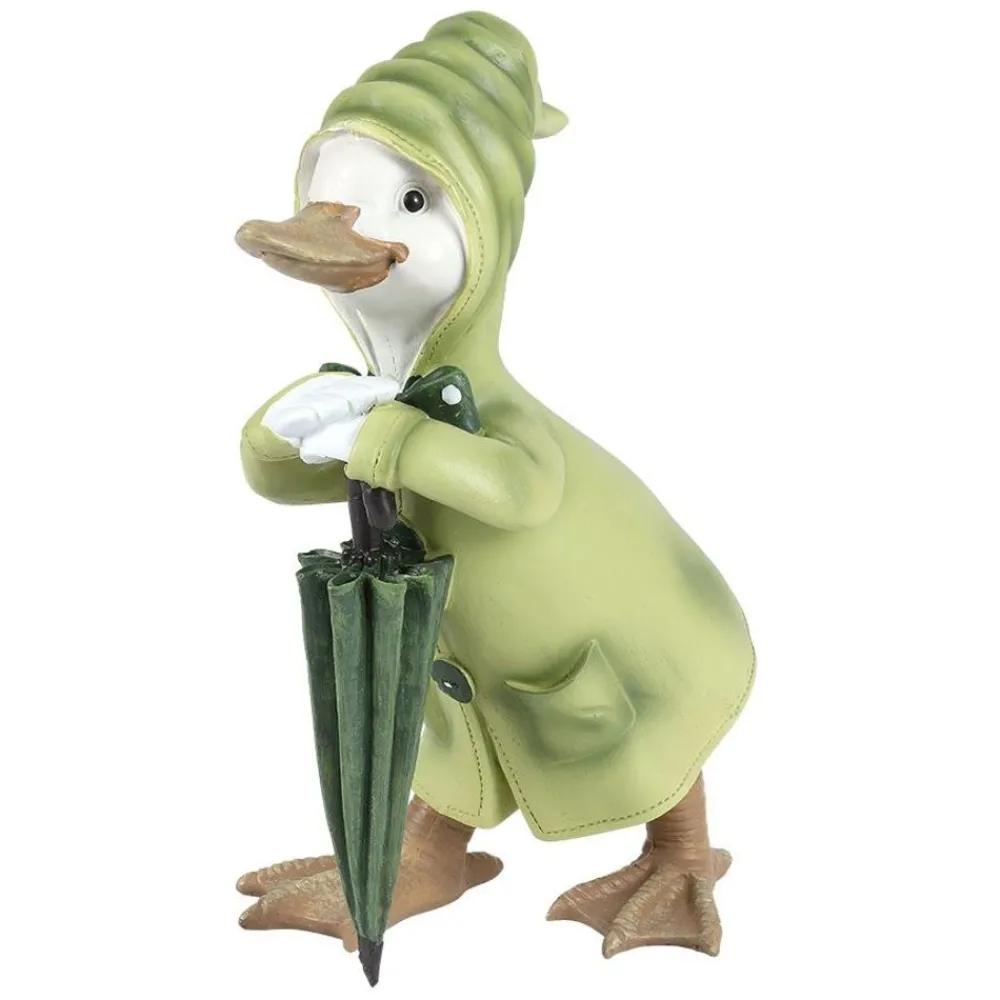 TP Gartenfiguren^Deko-Ente Mit Regencape & Schirm