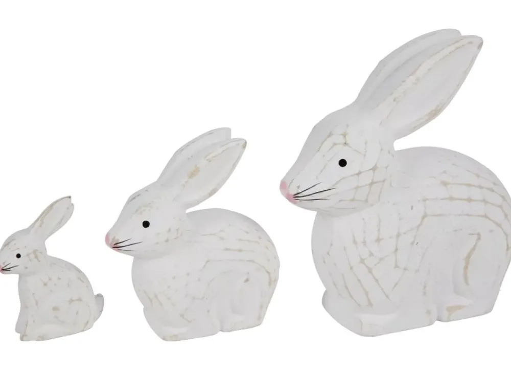 New Home Gartenfiguren^Deko-Hasen Aus Holz 17X7X17Cm White Washed