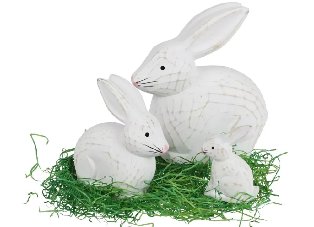 New Home Gartenfiguren^Deko-Hasen Aus Holz 17X7X17Cm White Washed