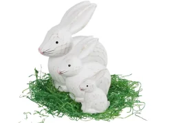 New Home Gartenfiguren^Deko-Hasen White Washed Aus Holz 3-Teilig