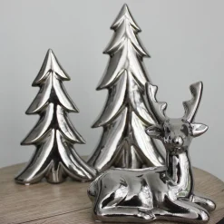 New Home Gartenfiguren^Deko-Hirsch 17X17X8Cm Hochglanzend Silber