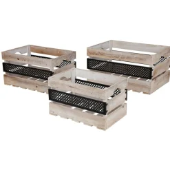 New Home Dekokisten Und Truhen^Deko-Holzboxen-Set Mit Metall 3-Teilig