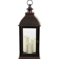 New Home Laternen Und Kerzenhalter^Deko-Laterne Mit 3 Led-Kerzen Und Timerfunktion Schwarz/Kupfer