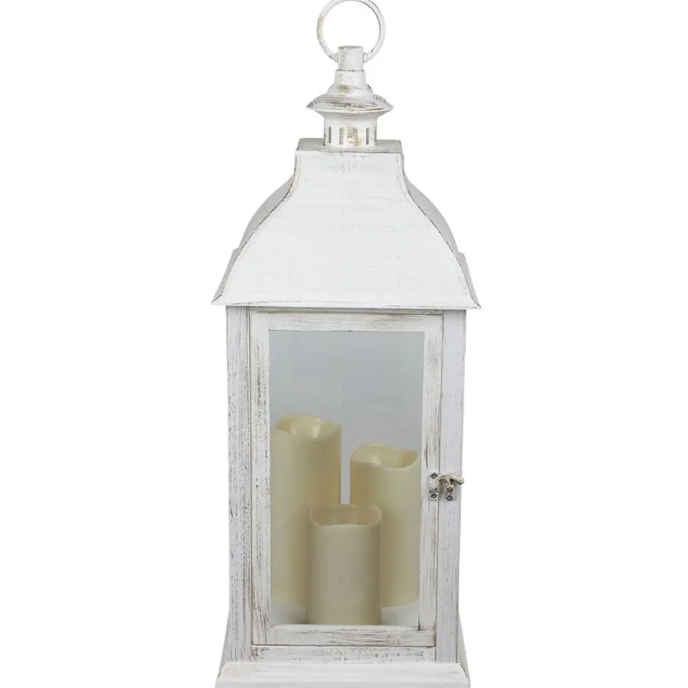 New Home Laternen Und Kerzenhalter^Deko-Laterne Mit 3 Led-Kerzen Und Timerfunktion Weis
