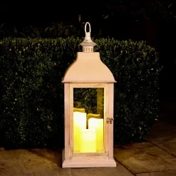 New Home Laternen Und Kerzenhalter^Deko-Laterne Mit 3 Led-Kerzen Und Timerfunktion Weis