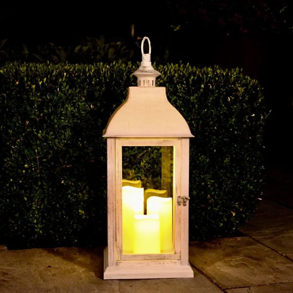 New Home Laternen Und Kerzenhalter^Deko-Laterne Mit 3 Led-Kerzen Und Timerfunktion Weis