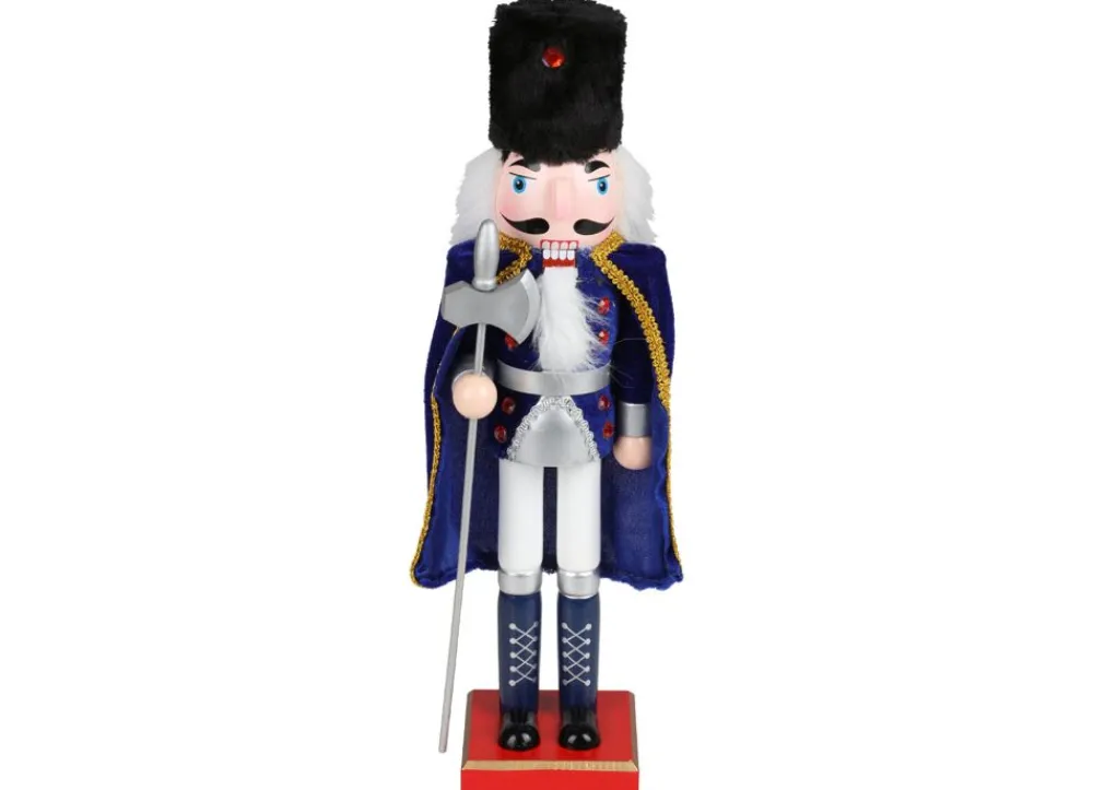 New Home Christmas Weihnachtsfiguren^Deko-Nussknacker Mit Samtumhang 38Cm Royalblau