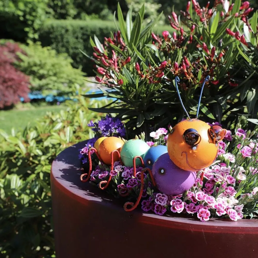 TP Gartenfiguren^Deko-Raupe Aus Metall Bunt 35X18X21Cm