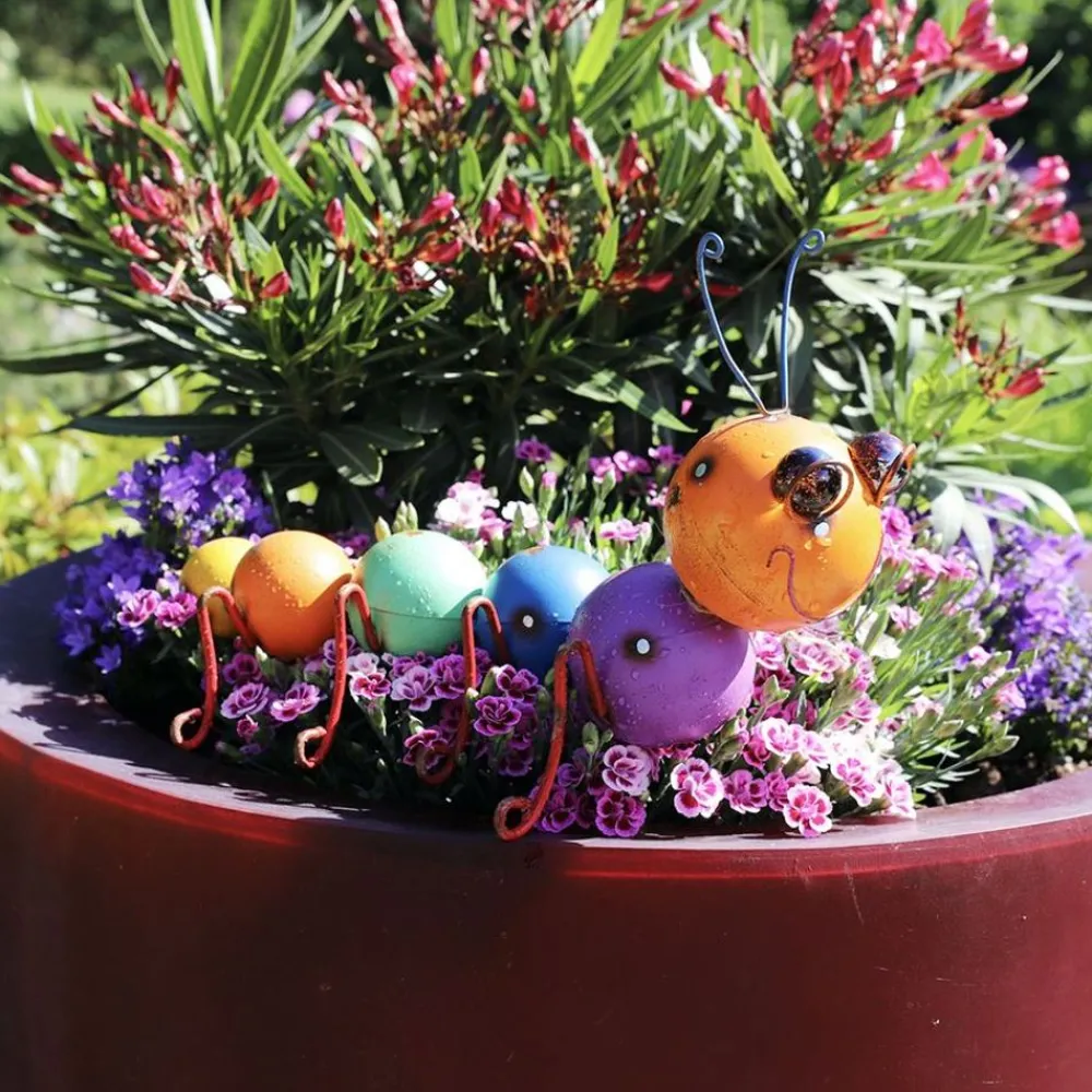 TP Gartenfiguren^Deko-Raupe Aus Metall Bunt 35X18X21Cm