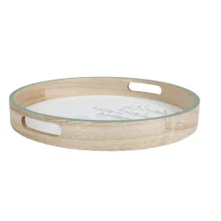 New Home Vasen Und Schalen^Dekotablett Blumenprint Aus Holz 35Cm