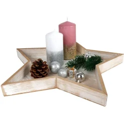 New Home Christmas Bretter Und Tabletts^Dekotablett-Set Stern 2-Teilig Aus Holz Natur Im Used-Look