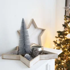 New Home Christmas Bretter Und Tabletts^Dekotablett-Set Stern 2-Teilig Aus Holz Natur Im Used-Look
