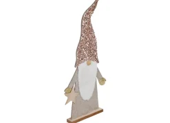 New Home Christmas Weihnachtsfiguren^Deko-Wichtel Aus Holz Mit Pailletten-Zipfelmutze 84Cm Zartrosa