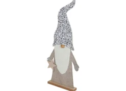 New Home Christmas Weihnachtsfiguren^Deko-Wichtel Aus Holz Mit Pailletten-Zipfelmutze 83Cm Hellgrau