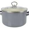 Krüger Töpfe Und Pfannen^Emaille-Fleischtopf Mit Glasdeckel 24Cm Grau