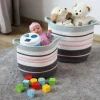 New Home Körbe Und Taschen^2Er-Set SeilKörbe Aus Baumwolle Gestreift Rosa