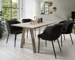 TP Sitzmöbel^Esszimmerstuhle Aus Samt Mit Metallfusen 2Er-Set Schwarz