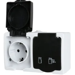 TAS Electronics Haushaltshelfer^2-Fach Schutzkontakt-Steckdose Ip44 Aufputz Waagerecht