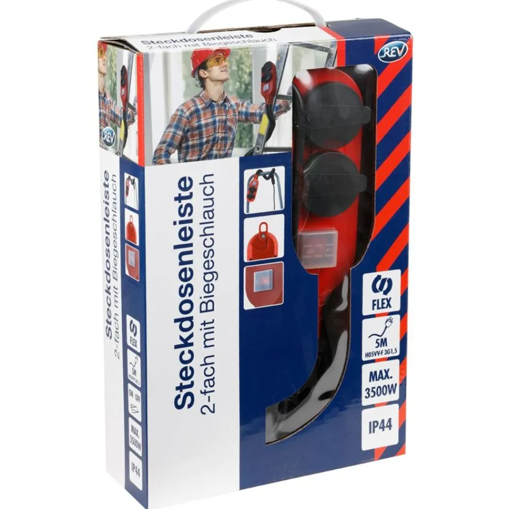 REV Group Haushaltsgeräte^2-Fach Steckdosenleiste Mit Flexschlauch