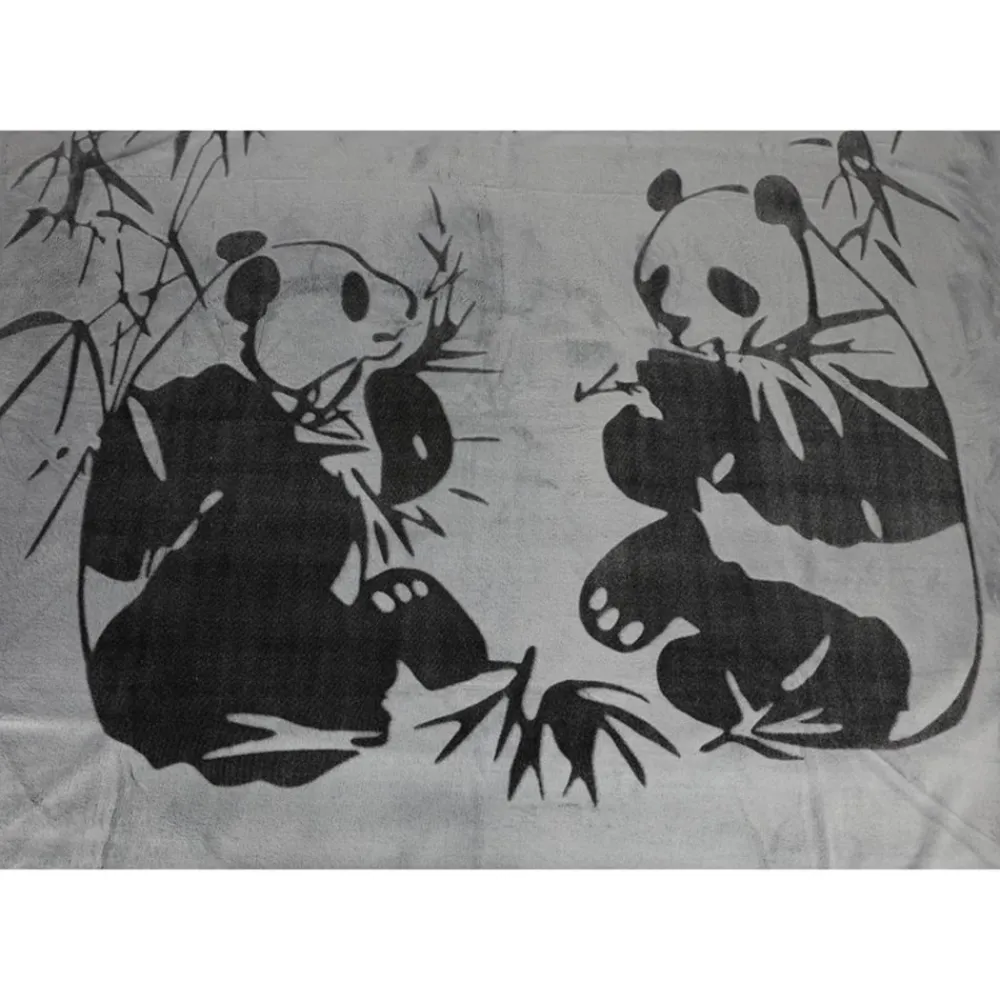 TP Textilien, Decken Und Kissen^Flanell-Kuscheldecke Mit Panda-Print 150X200Cm