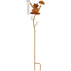 TP Gartenstecker^Gartenstecker Regenmesser Frosch 99Cm Rostbraun