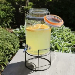 TP Geschirr Und Getränkebehälter^Getrankespender Aus Glas 5L Mit Metallstander