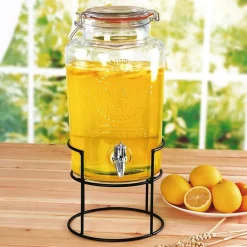 TP Geschirr Und Getränkebehälter^Getrankespender Aus Glas 5L Mit Metallstander