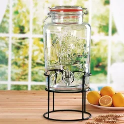 TP Geschirr Und Getränkebehälter^Getrankespender Aus Glas 5L Mit Metallstander