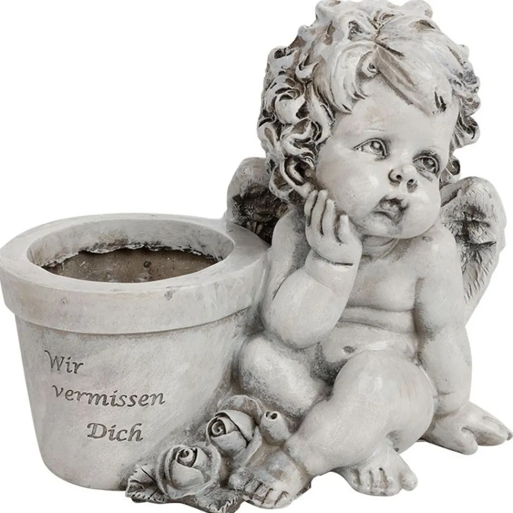 TP Gartenfiguren^Grab-Engel Mit Pflanztopf 20X18X12Cm