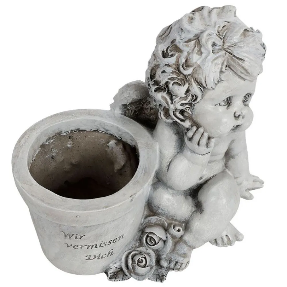 TP Gartenfiguren^Grab-Engel Mit Pflanztopf 20X18X12Cm
