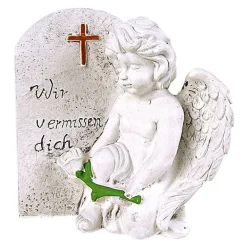 TP Gartenfiguren^Grab-Spruchstein Engel Mit Rose 17X20,5X10Cm